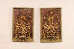 Elegant Pair of 19th C. Fragment Mounted 3-Light Sconces (34" Height)