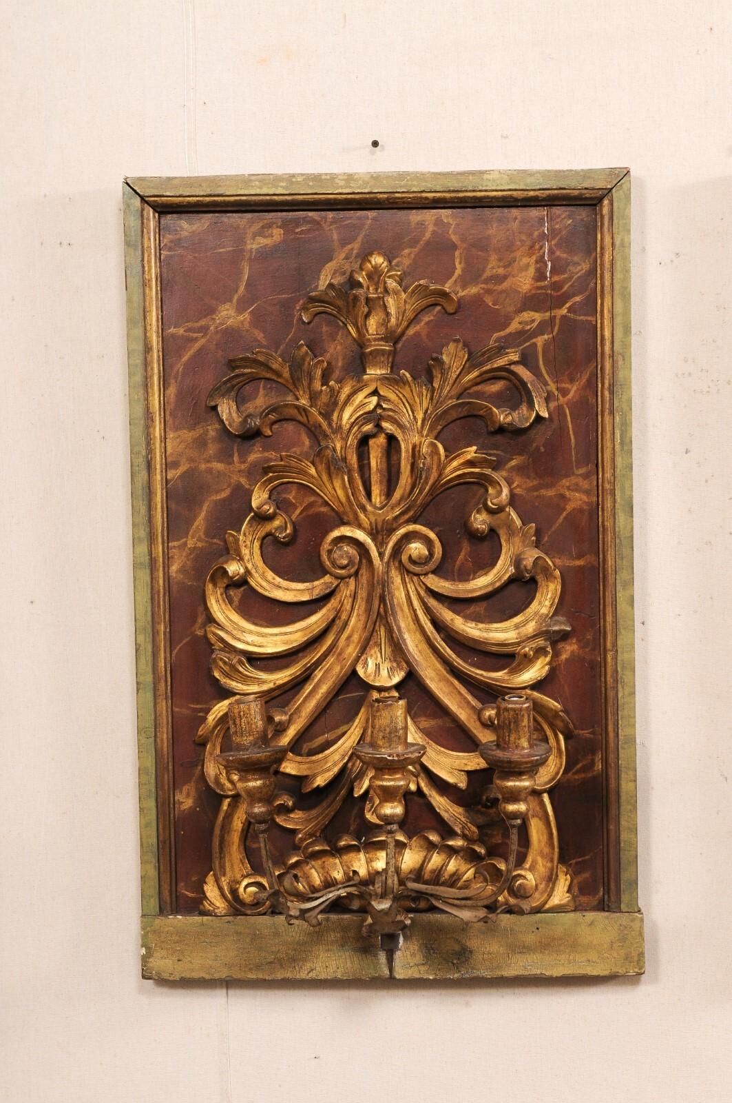 Elegante Pareja de Apliques de 3 Luces Montados en Fragmentos del S. XIX (34