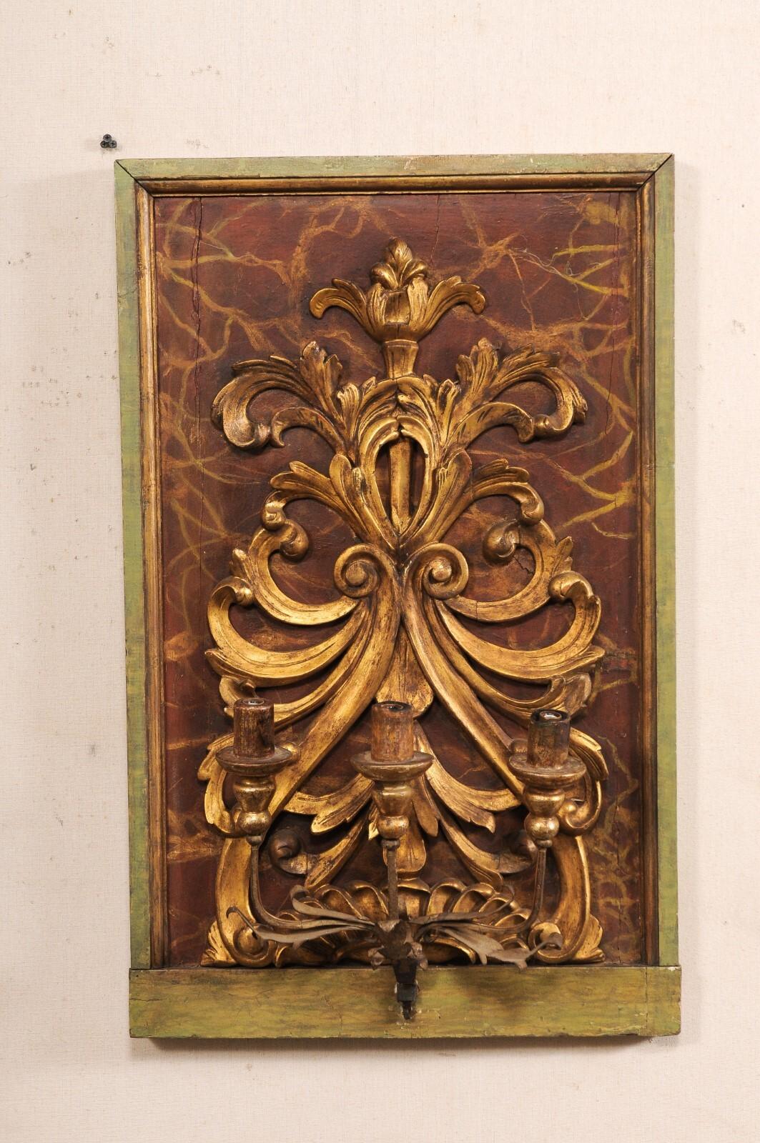 Elegante Pareja de Apliques de 3 Luces Montados en Fragmentos del S. XIX (34