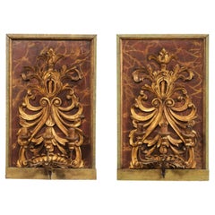 Elegant Pair of 19th C. Fragment Mounted 3-Light Sconces (34" Height)