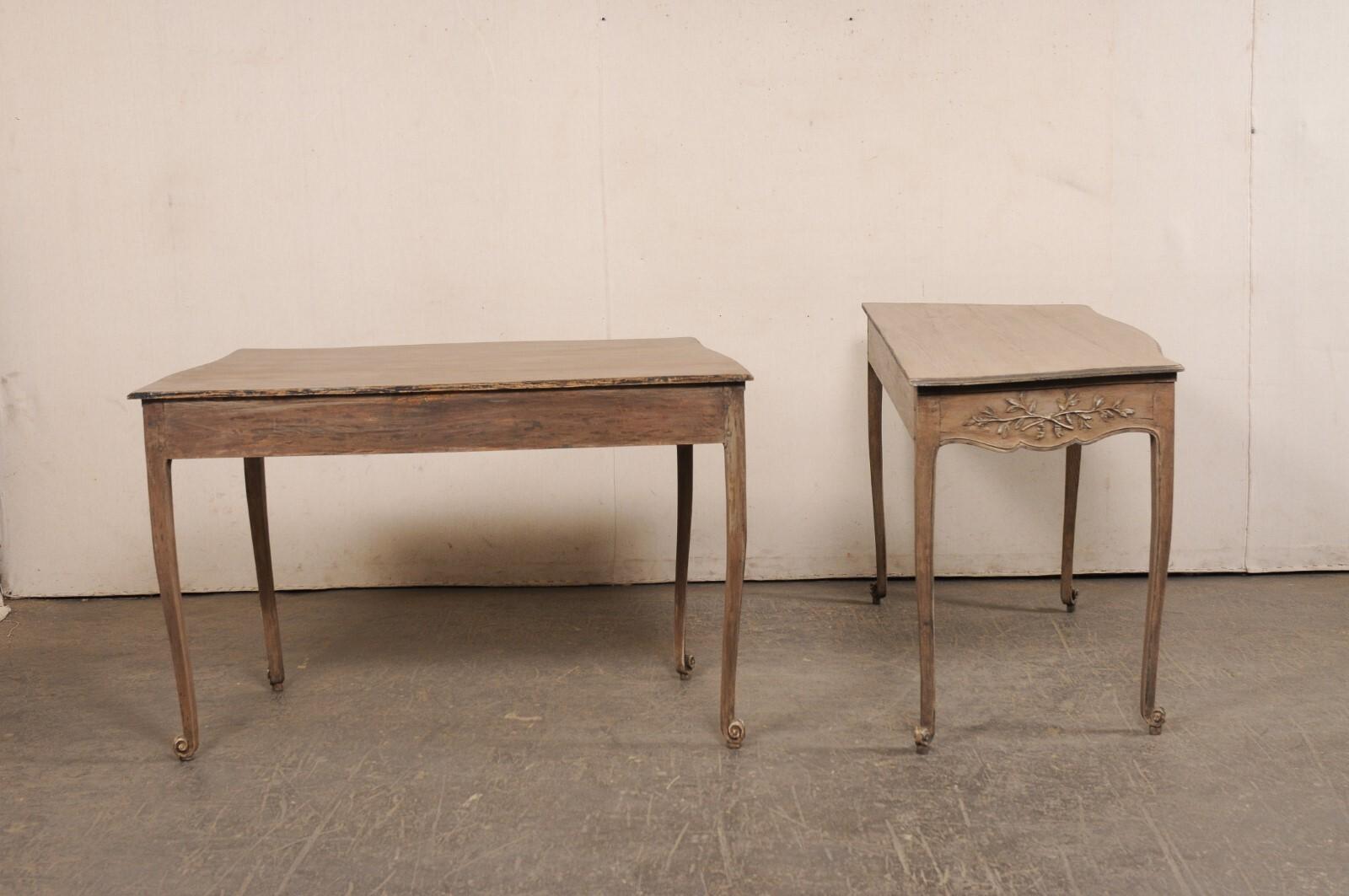 Elegant Pair of 19th C. French Serpentine Console Tables For Sale 6