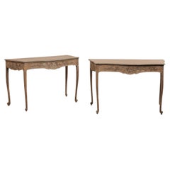 Elegant Pair of 19th C. French Serpentine Console Tables