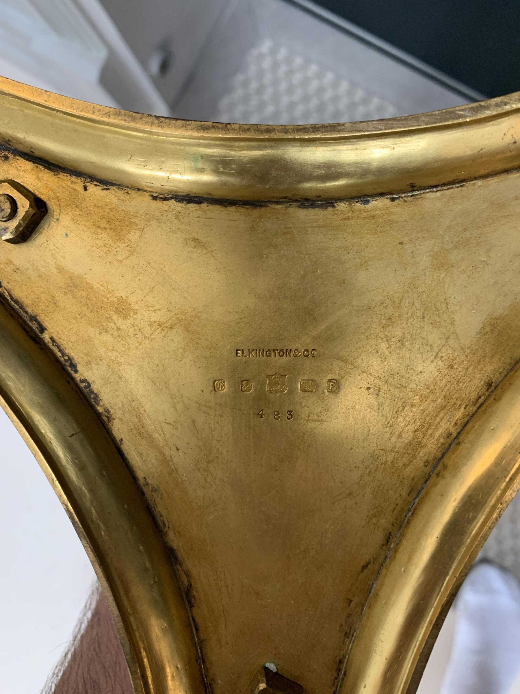 Elegant Pair of 19th Century Gilt Brass Candelabra by Elkington & Co 2