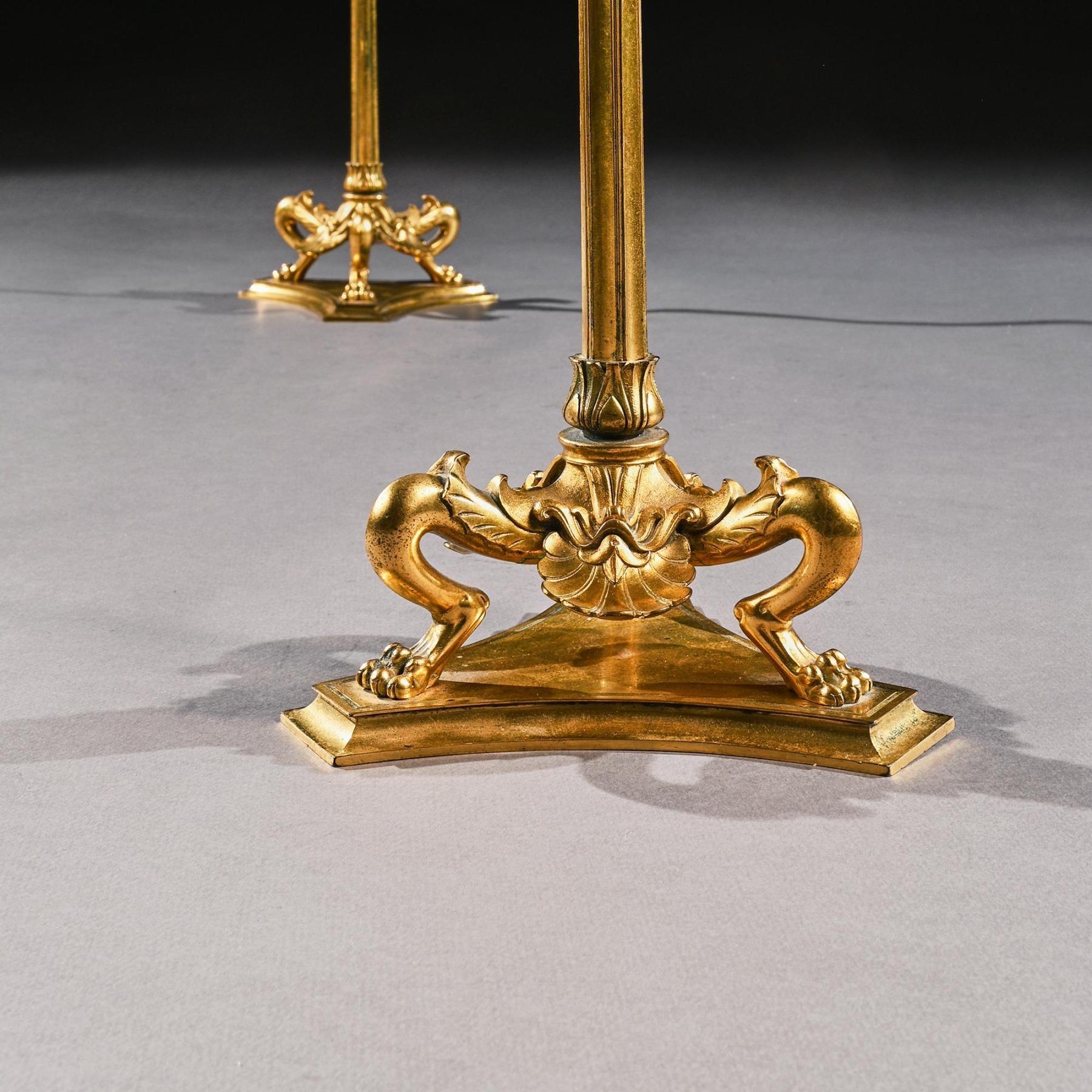 Elegant Pair of 19th Century Gilt Brass Candelabra by Elkington & Co 4