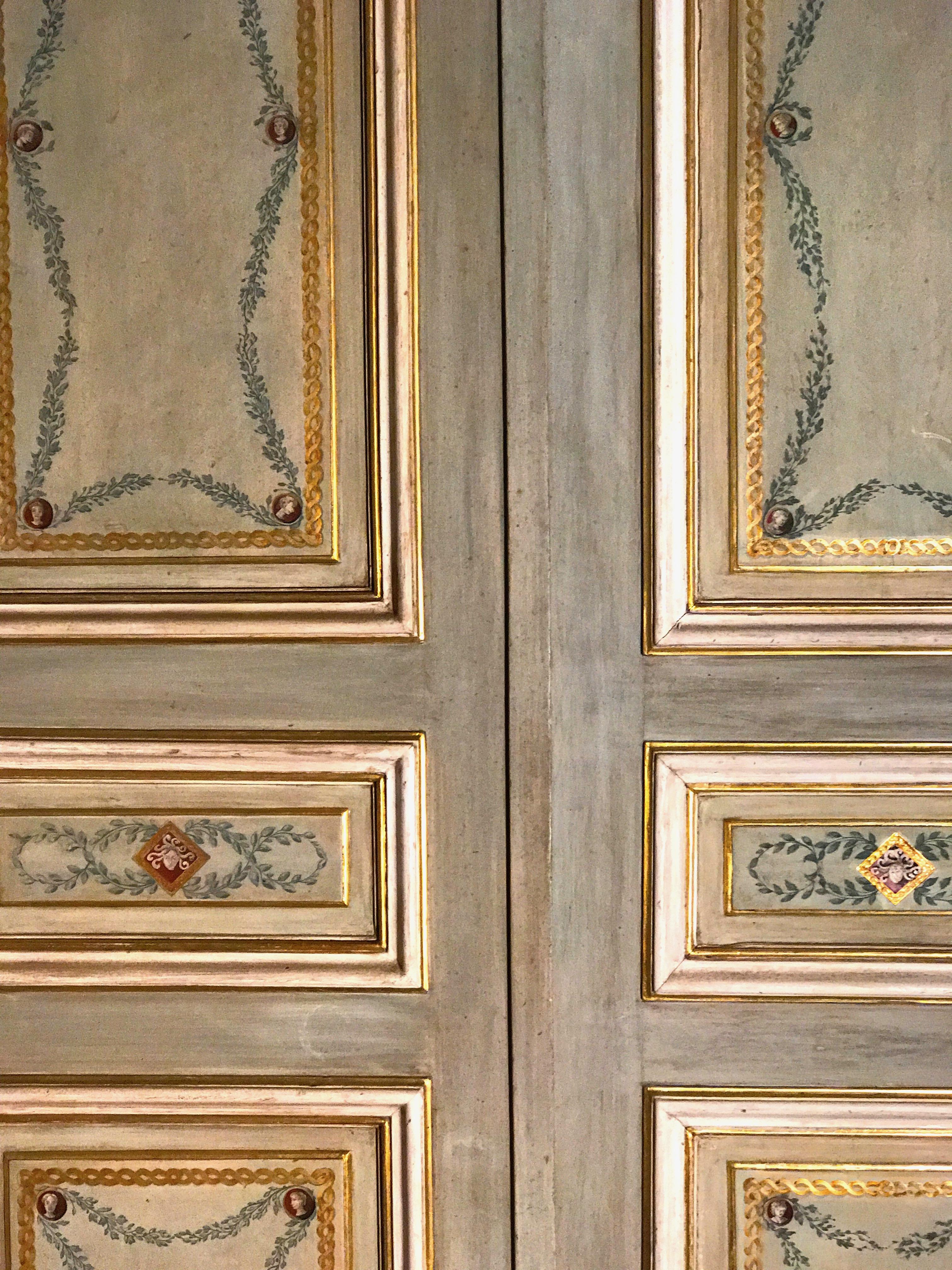  Elegant Pair of 19th Century Italian Painted Doors or Panelling 13