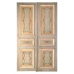 Antique Elegant Pair of 19th Century Italian Painted Doors or Panelling
