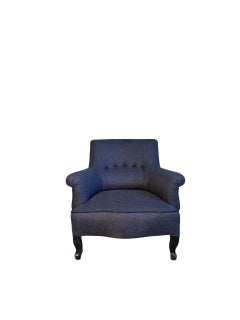 Elegantes Paar antiker Sessel, neu bezogen mit feiner Wolle von Pray
