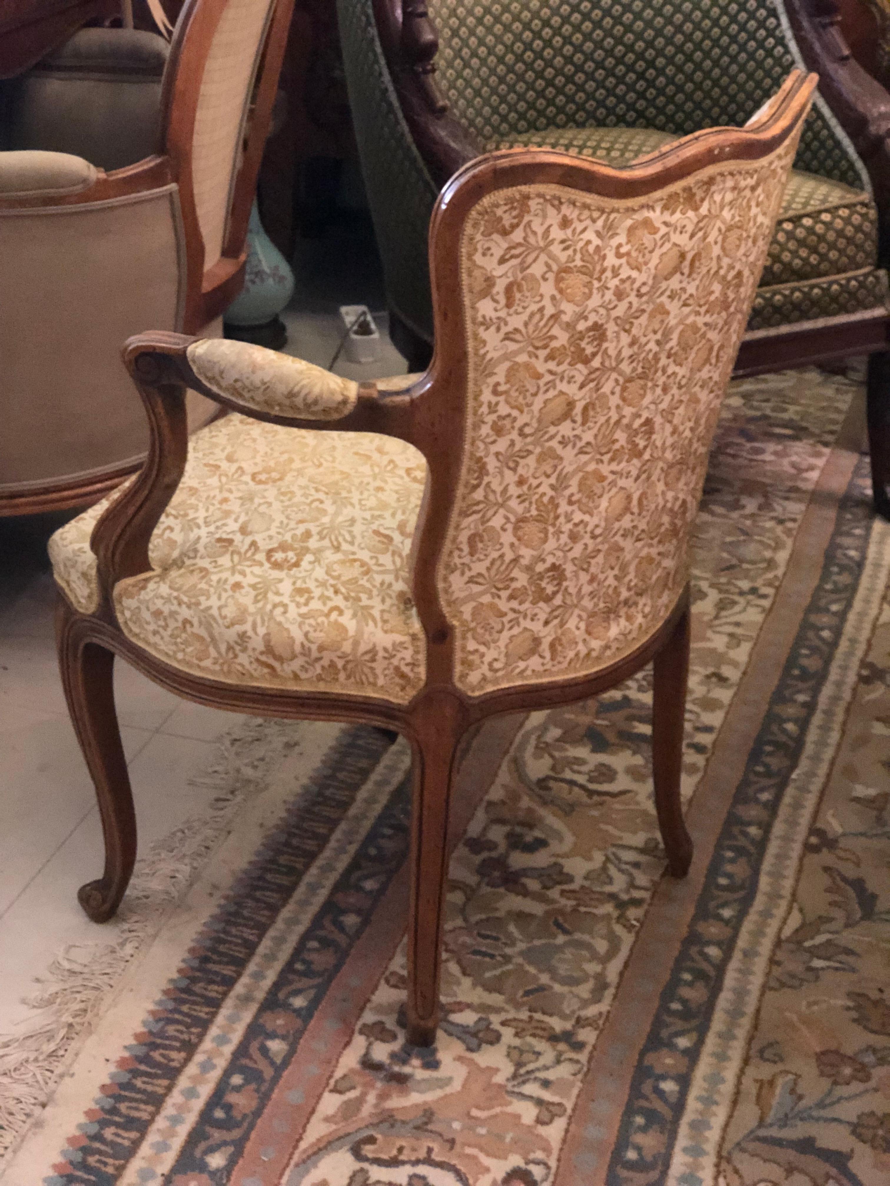 Elegant Pair of Antique French Armchairs in Louis XV Style, circa 1880 In Good Condition In Sofia, BG