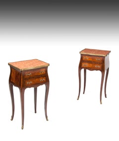 Elegant Pair of Antique French Marble-Top Bedside Cabinets