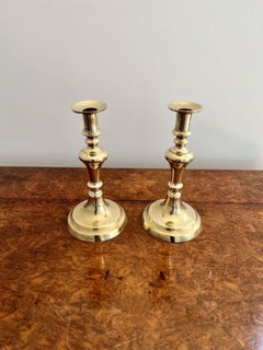 Elegant pair of antique Victorian brass candlesticks