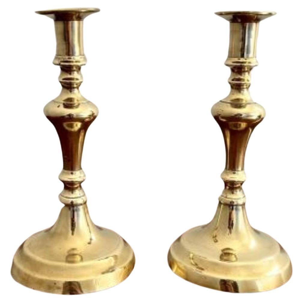 Elegant pair of antique Victorian brass candlesticks  For Sale
