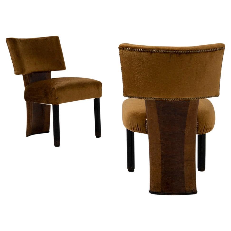 Elegant Pair of Armchairs Attributed to Gio Ponti in Yellow Velvet