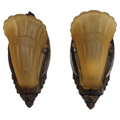 Elegantes Paar Art-Déco-Wandleuchter