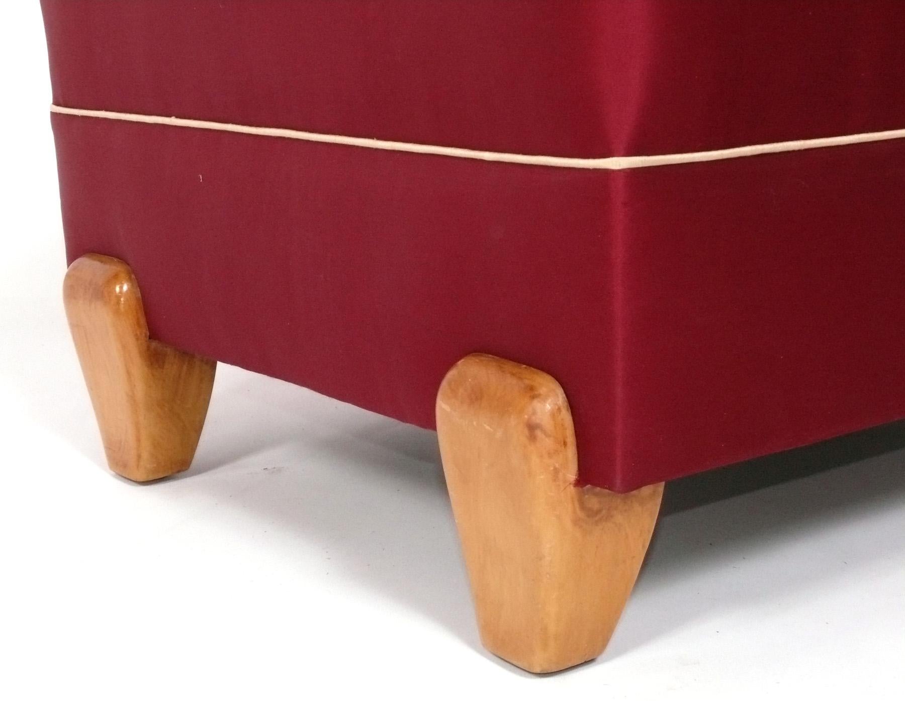 Late 20th Century Elegant Pair of Art Deco Style Slipper Chairs Reupholstered In Your Fabric
