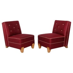 Elegant Pair of Art Deco Style Slipper Chairs Reupholstered In Your Fabric