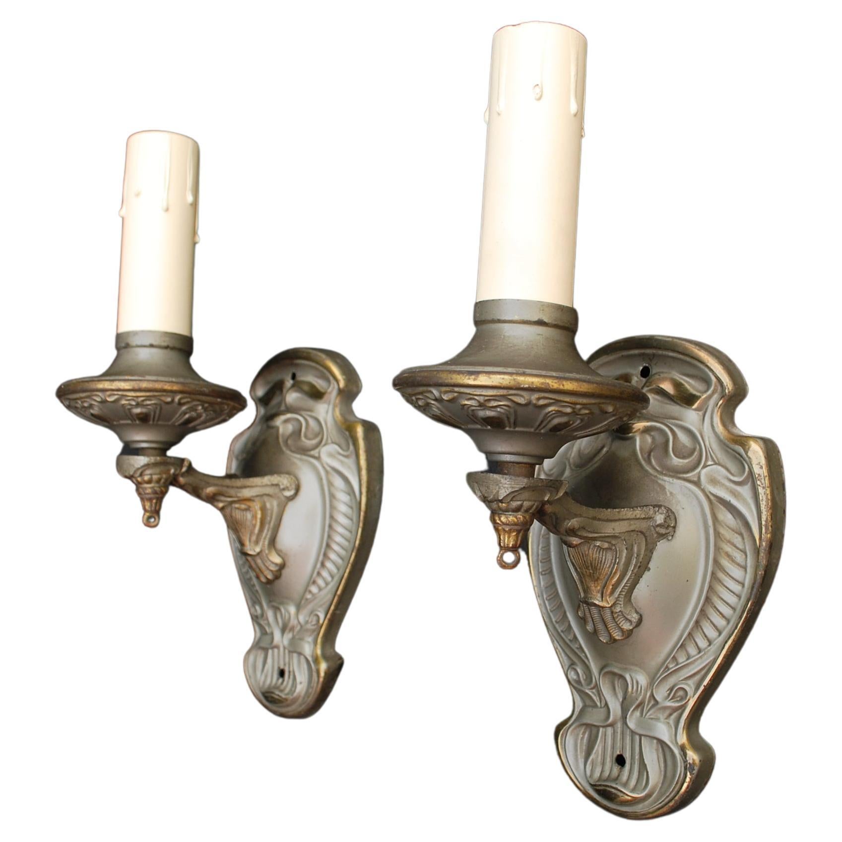 Elegant Pair of Art Nouveaux Sconces For Sale