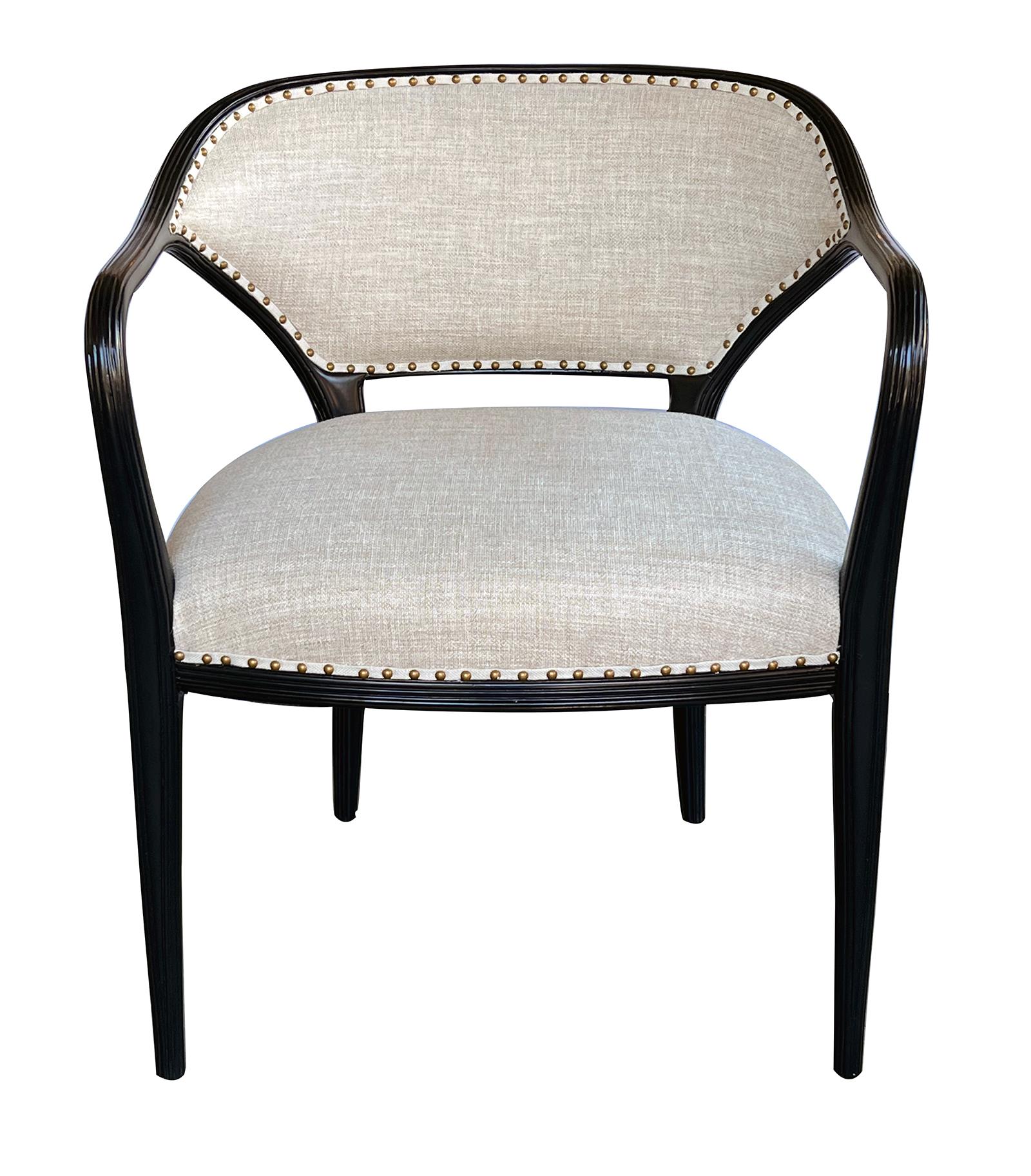 Vienna Secession Elegant Pair of Austrian Secessionist Style Ebonized Open Armchairs For Sale
