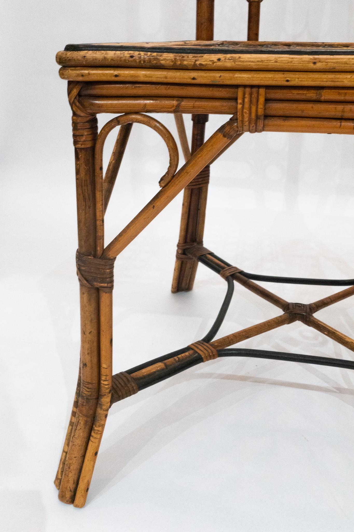 Elegant Pair of Bamboo and Wicker Chairs, Early 20th Century In Good Condition In New York, NY