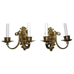 Elegant pair of brass sconces, English style