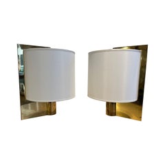 Elegant Pair of Brass Table Lamps, 1970s, Italy