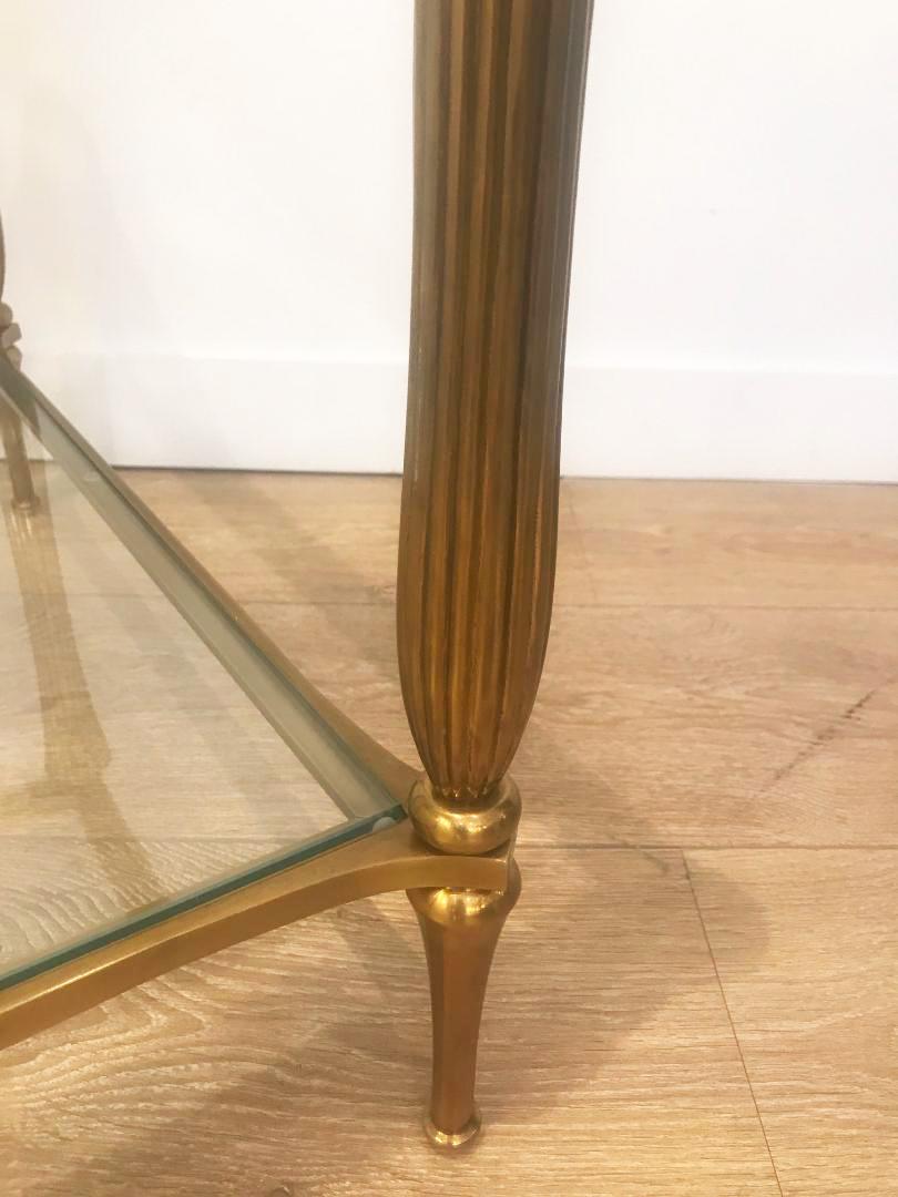  Pair of Brass Two Tier Side Tables In Excellent Condition In Miami, FL