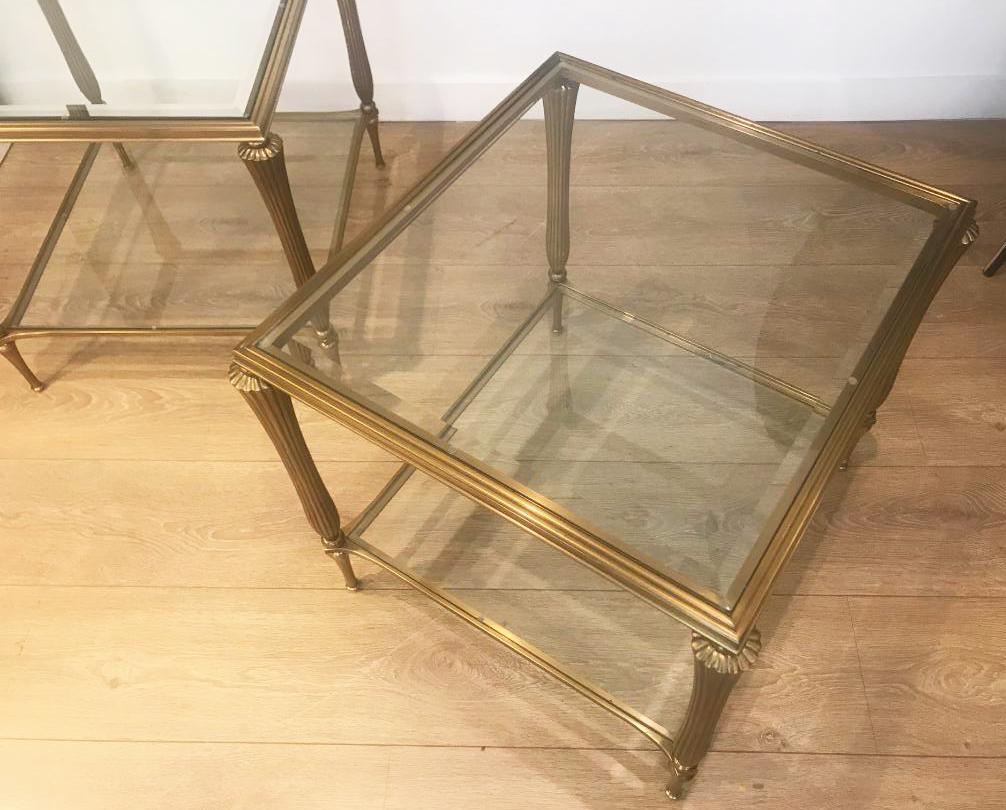  Pair of Brass Two Tier Side Tables 3