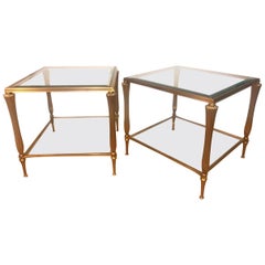 Pair of Brass Two Tier Side Tables
