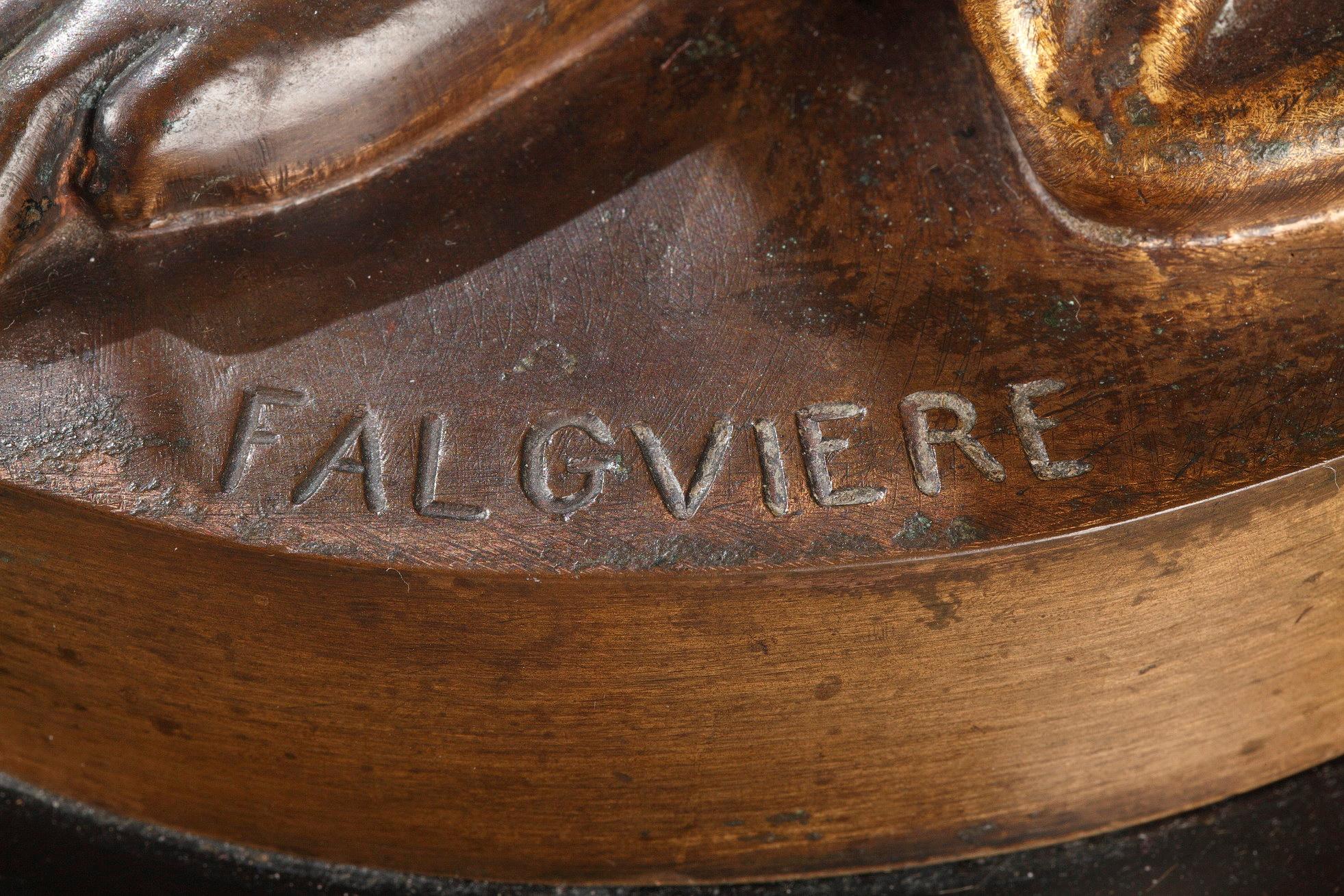 Élégante paire de flambeaux en bronze de F. Barbedienne, P. Dubois et A. Falguière en vente 9