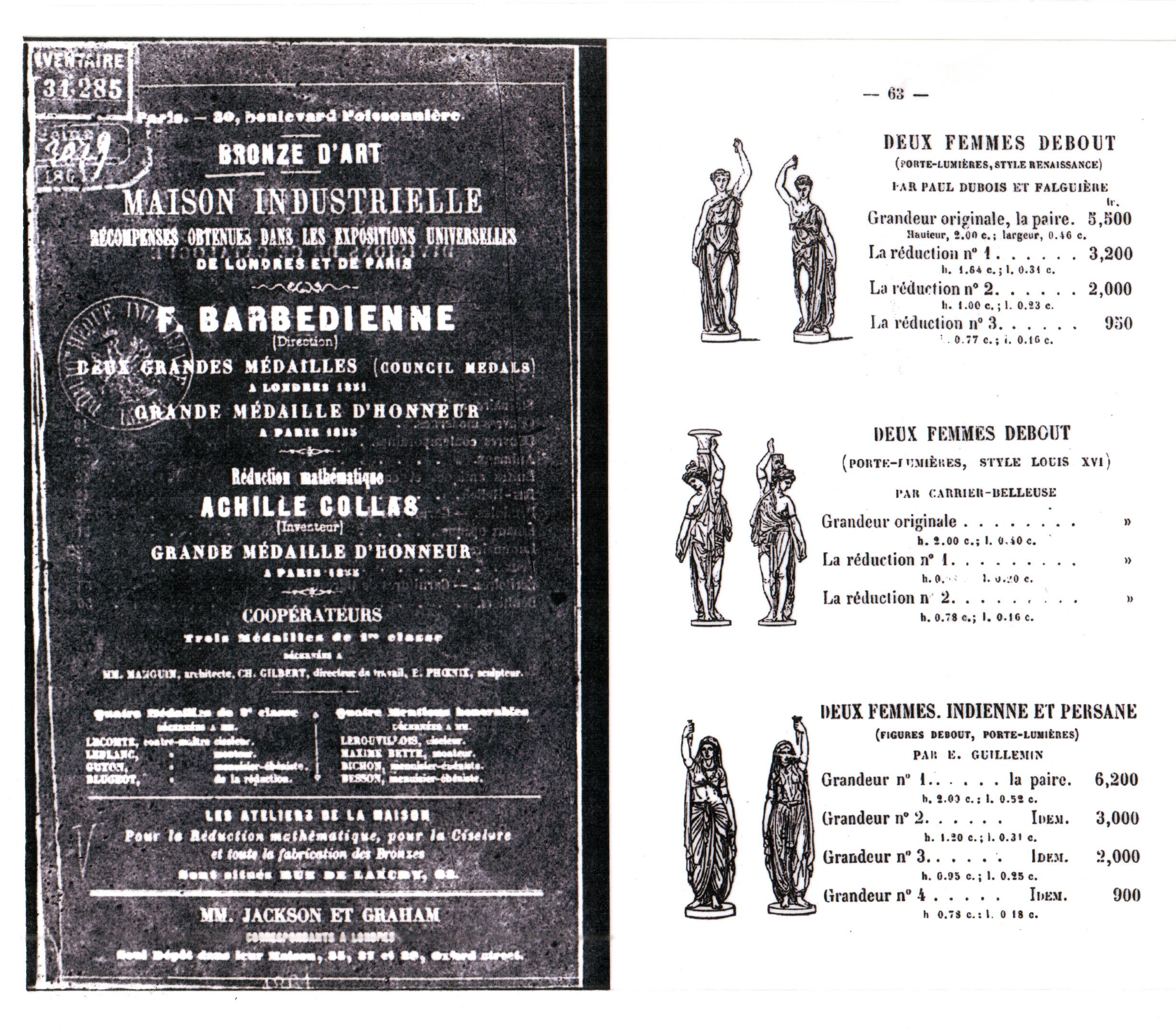 Élégante paire de flambeaux en bronze de F. Barbedienne, P. Dubois et A. Falguière en vente 13