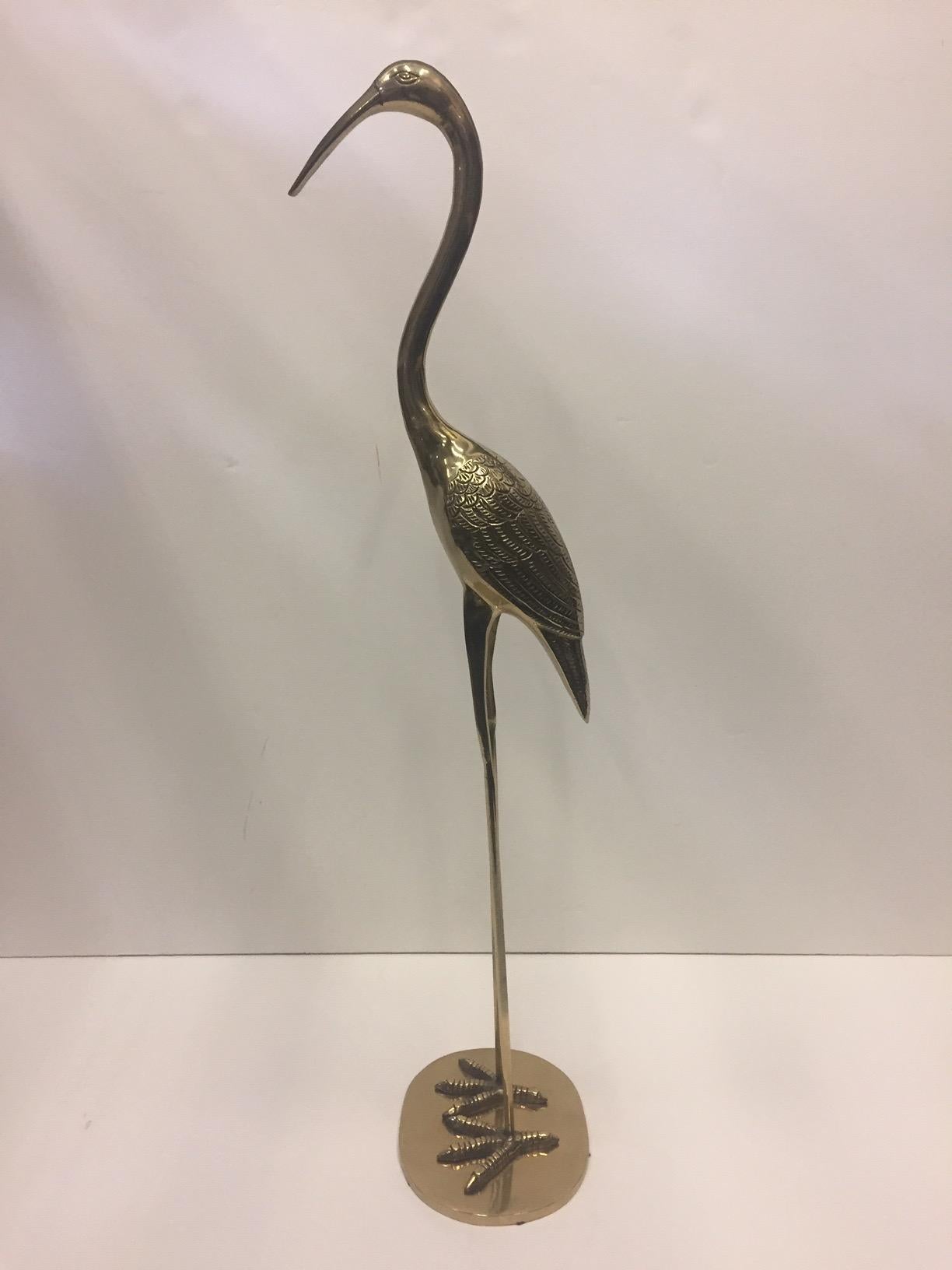 Elegant Pair of Cast Brass Crane Sculptures 3