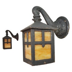 Elegant Pair of Cast Iron Arts and Crafts Outdoor Sconces