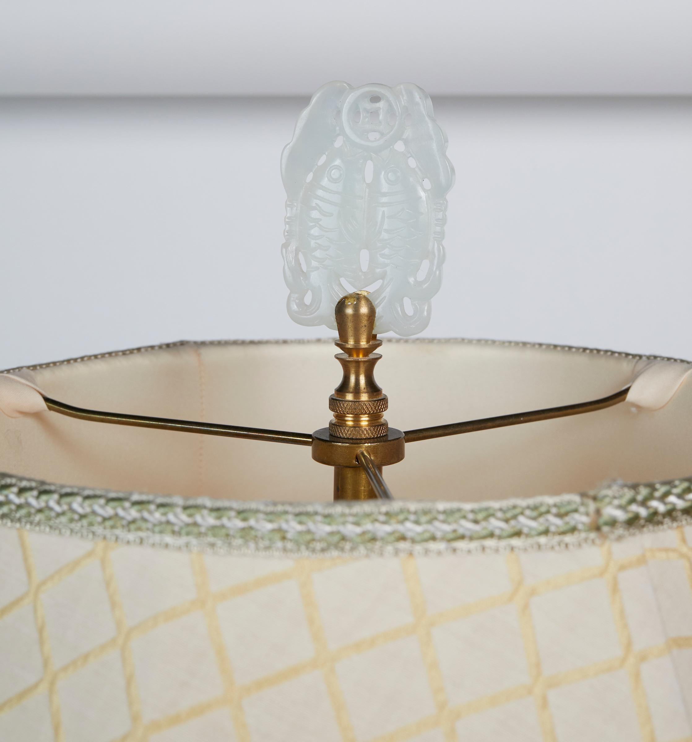 Elegant Pair of Celadon Crackle Table Lamps 3