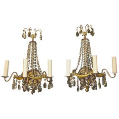 Elegant Pair of Crystal Sconces