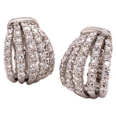 Elegant Pair of Diamond Earclips in 18 Karat White Gold