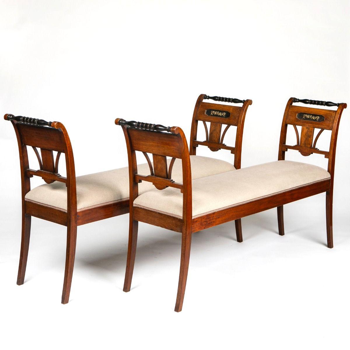 Elegant Pair of Empire Benches, Copenhagen, Denmark