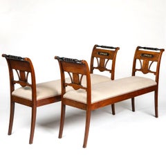 Elegantes Paar Empire-Bänke, Kopenhagen, Dänemark