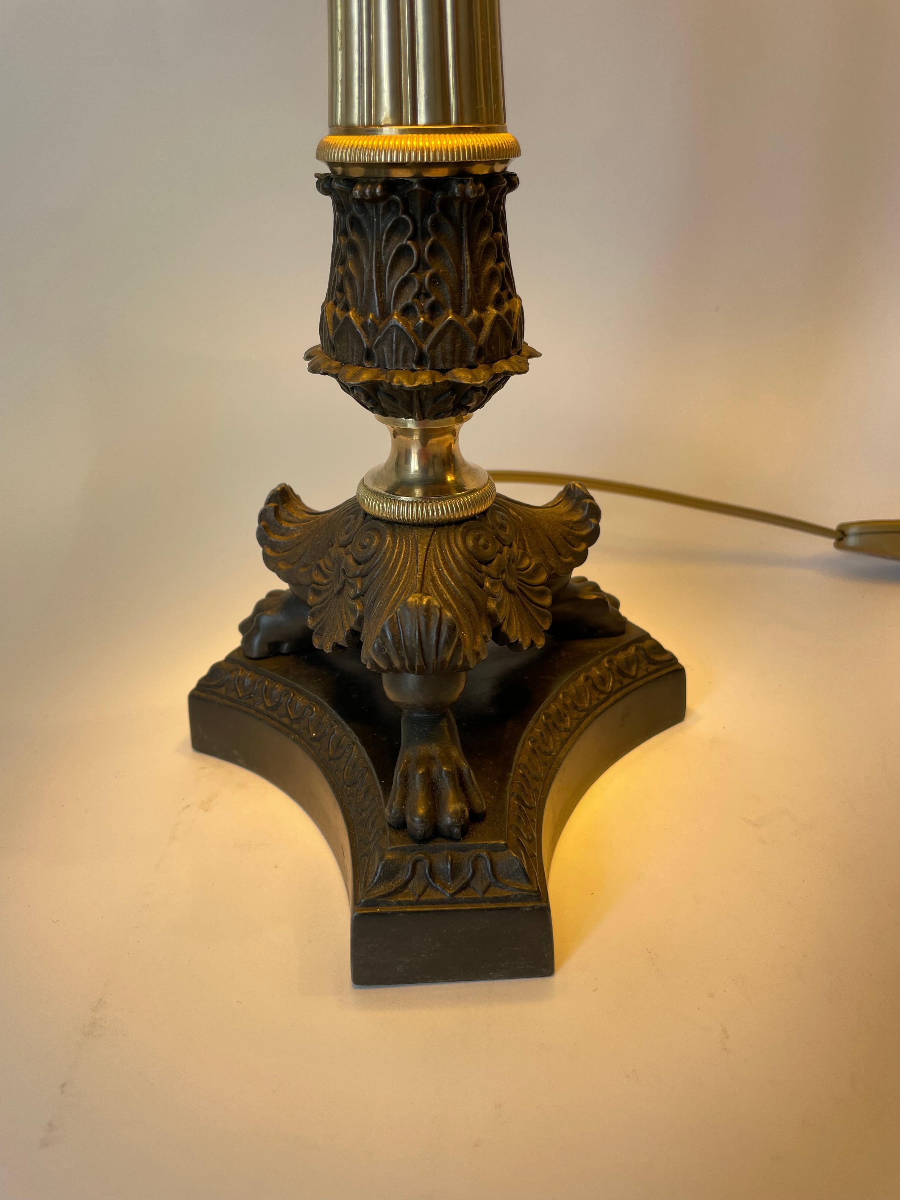 Gilt Elegant pair of Empire Table Lamps, originally candelabra from the 1830s