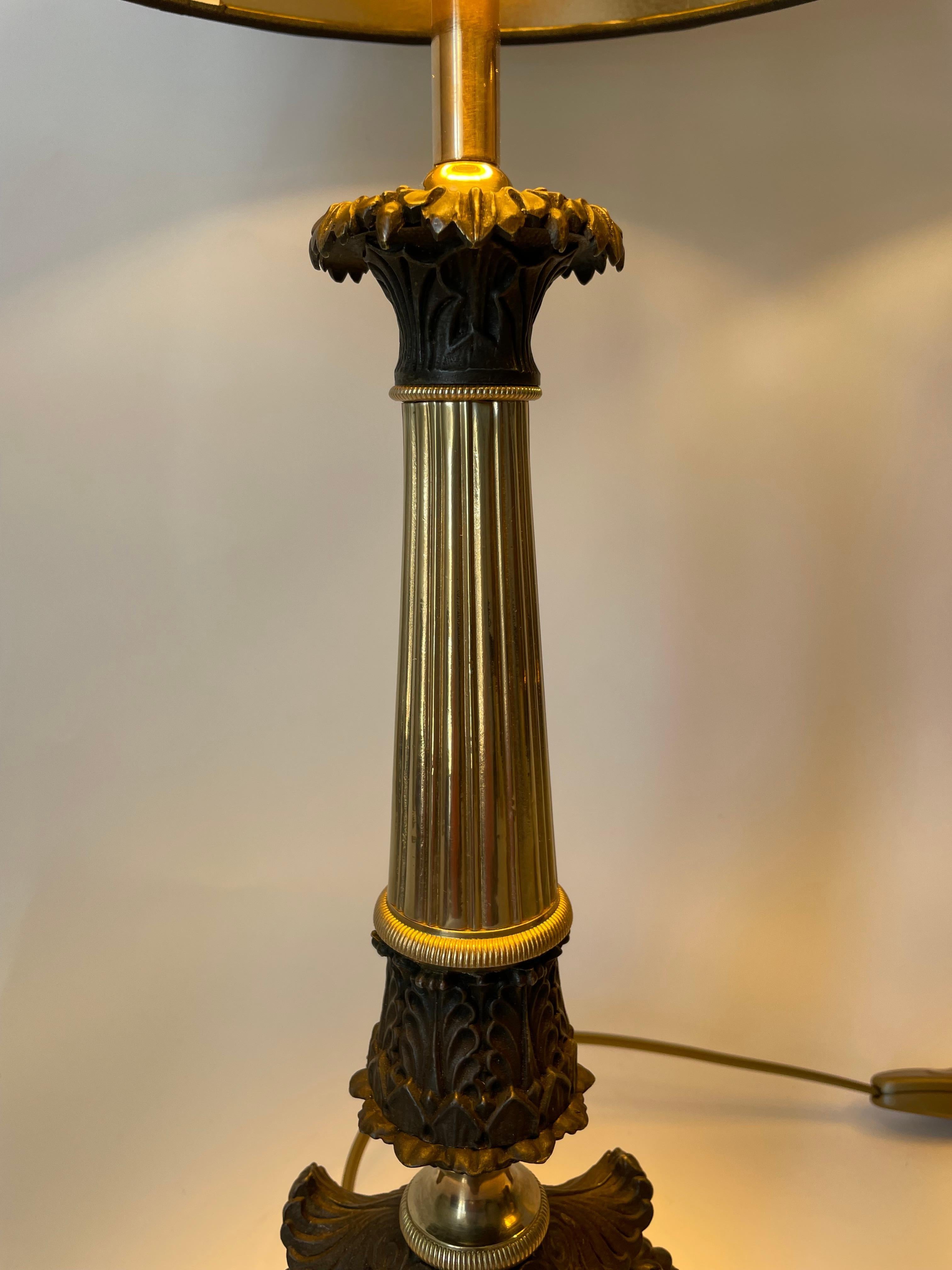 Elegant pair of Empire Table Lamps, originally candelabra from the 1830s In Good Condition In Knivsta, SE