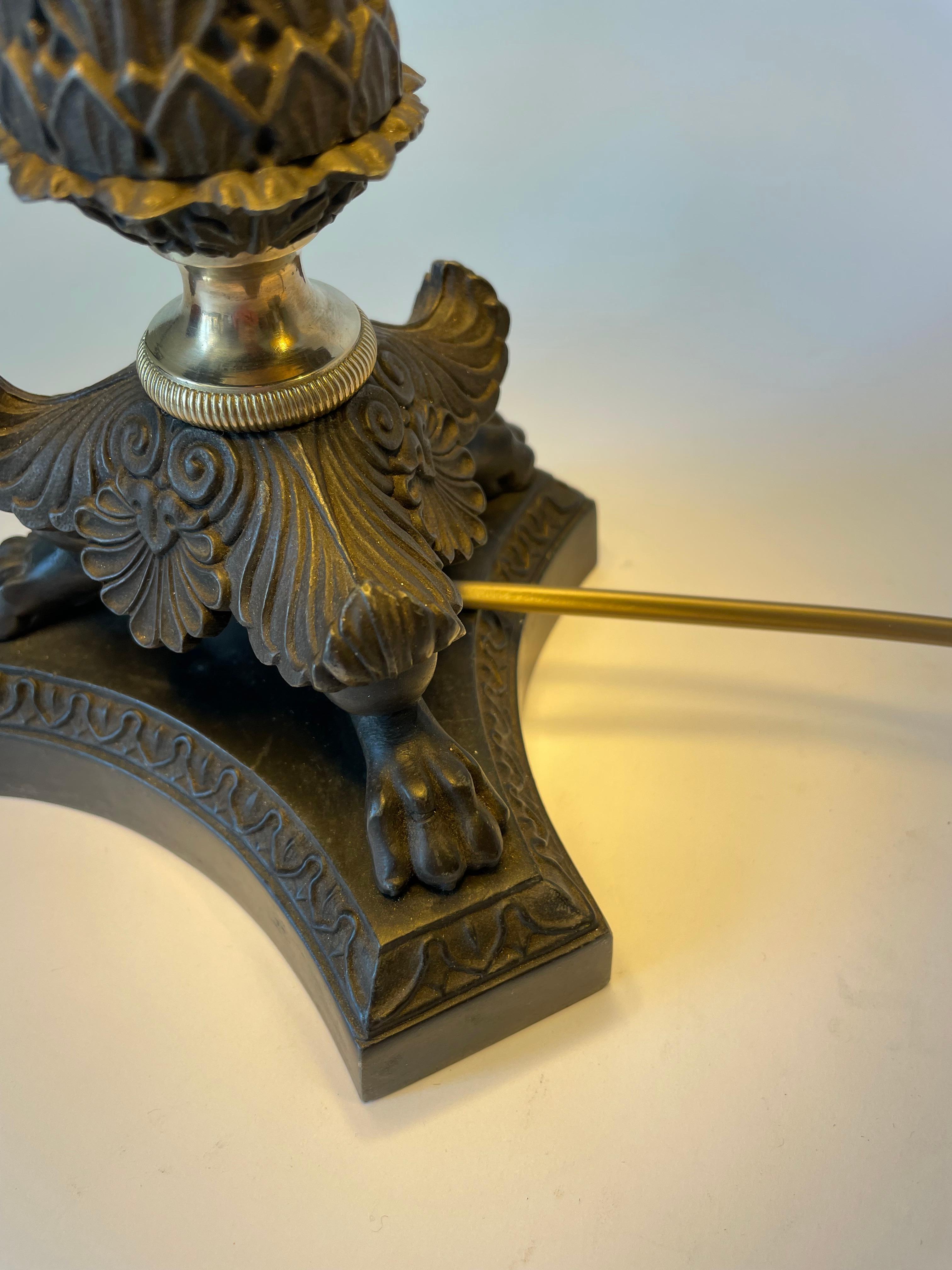 Bronze Elegant pair of Empire Table Lamps, originally candelabra from the 1830s