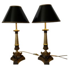 Élégante paire de lampes de table Empire, à l'origine candélabres des années 1830