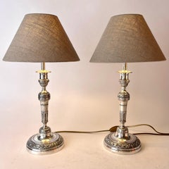 Elegant pair of Empire Table Lamps, originally candlesticks from the 1820s