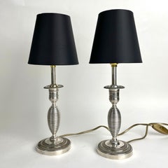 Elegant pair of Empire Table Lamps, originally candlesticks from the 1820s