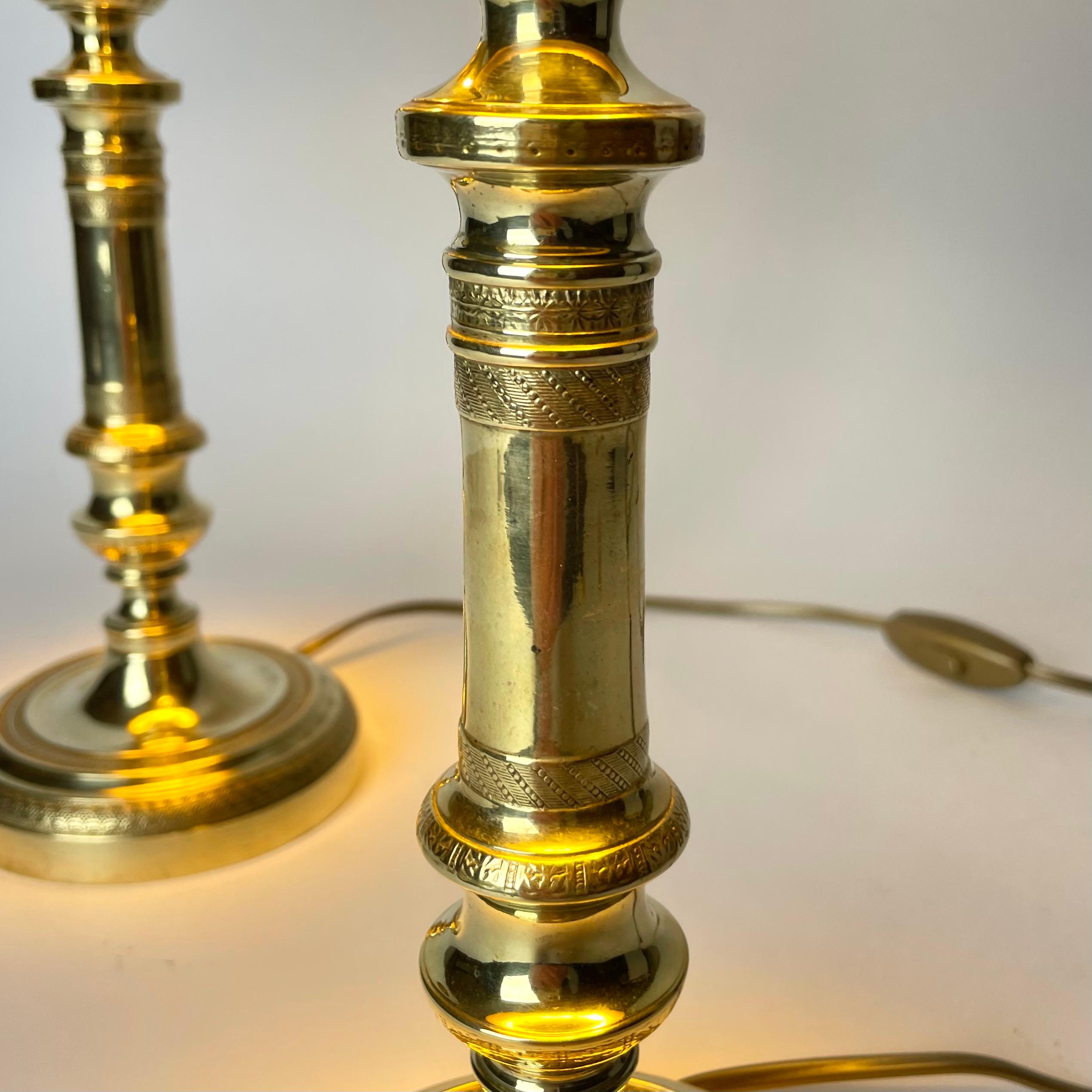 Elegant pair of Empire Table Lamps, originally candlesticks from the 1820s For Sale 1