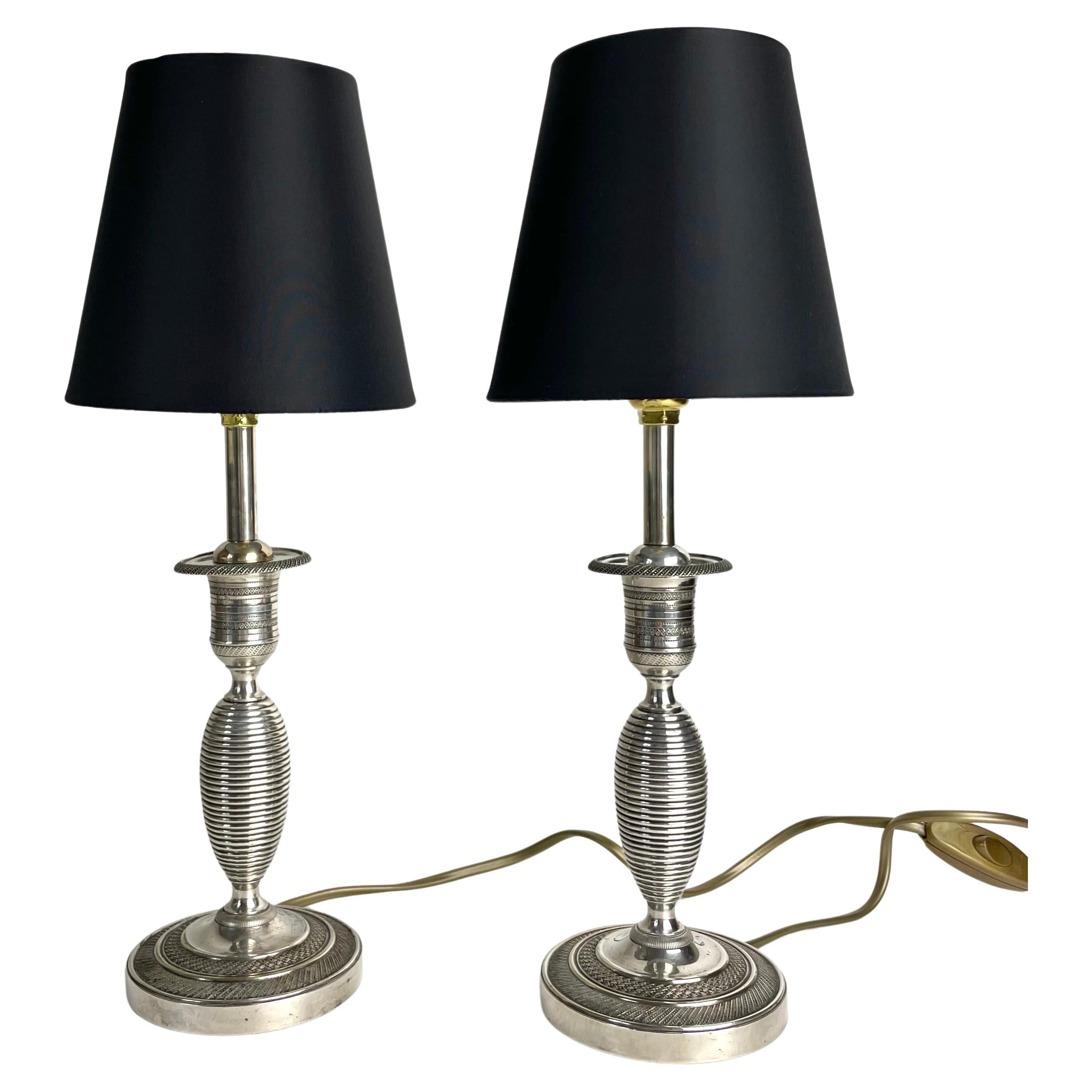 Elegantes Paar Empire-Tischlampen, ursprünglich Kerzenständer aus den 1820er Jahren