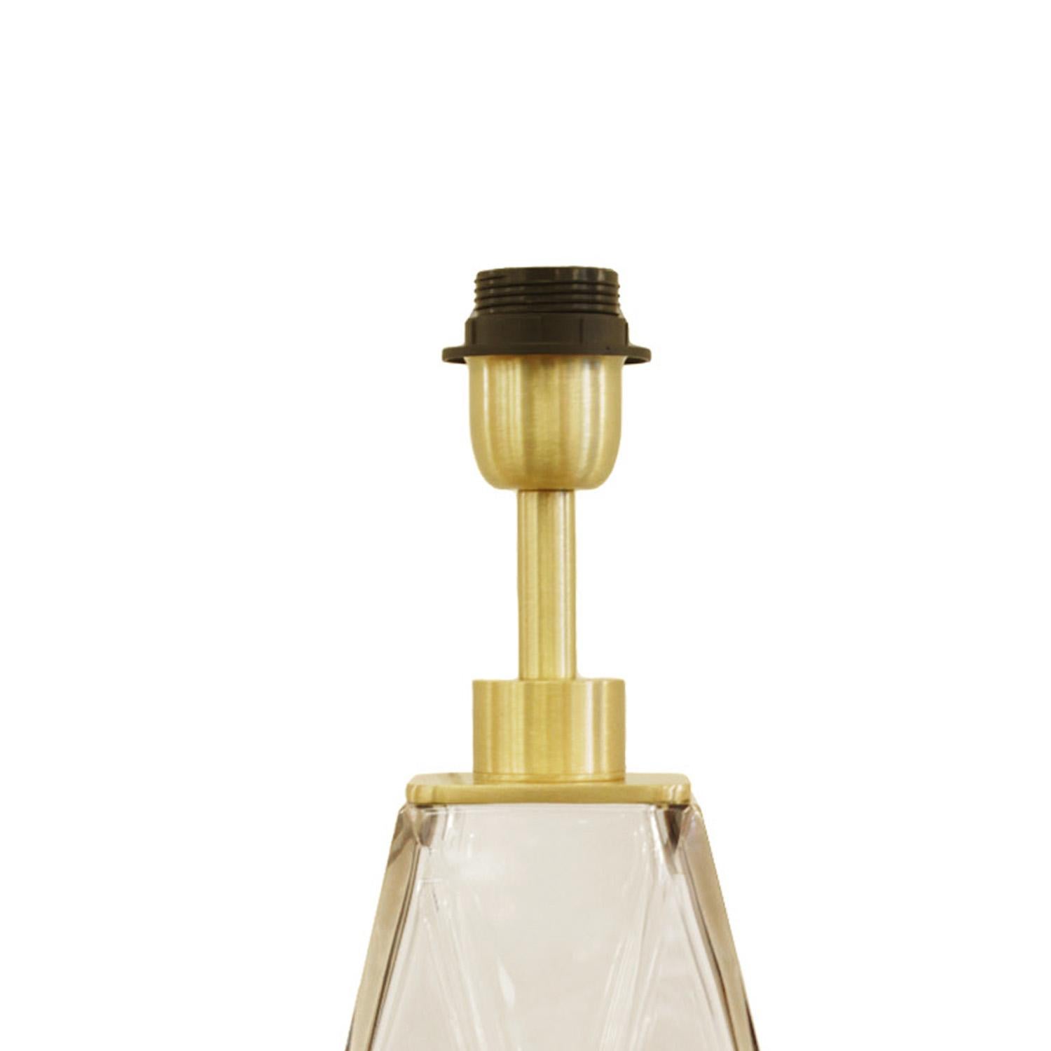 European Elegant Pair of Faceted Champagne Color Murano Glass Table Lamps For Sale