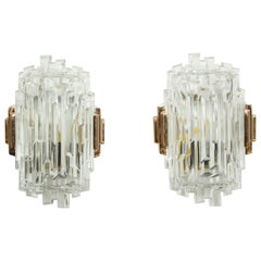 Elegant Pair of Faceted Glass Sconces by Limburg
