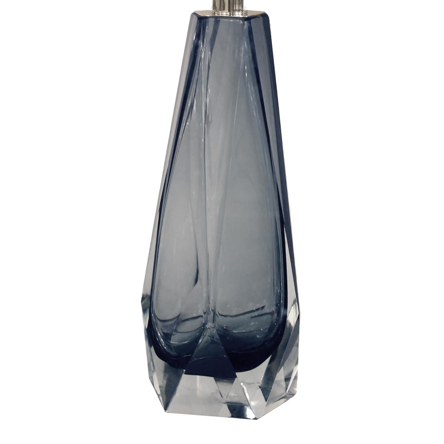 Italian Elegant Pair of Faceted Smoke Glass Table Lamps 2022