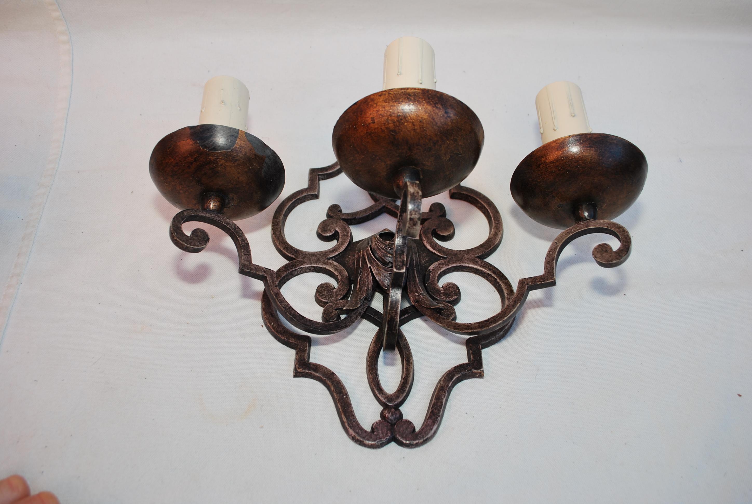 A very nice pair of 1920's all hands crafted, the patina is much nicer in person, if it is necessary we can put a back plate to cover the electrical  box, since we are rewiring the sconces
