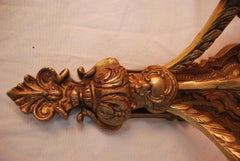 Elegant pair of French 1940's Brass sconces with cupids