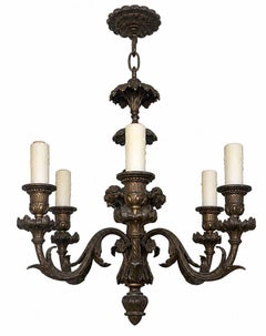 Elegant Pair of French 19th Century Bronze Chandeliers